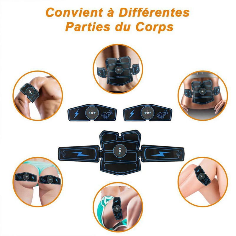 ABS Stimulator Muscle Toner Abdominal Toning Belt Workouts USB Charging