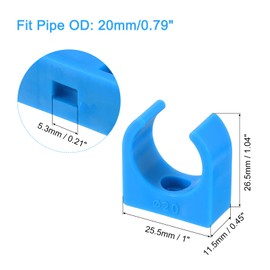 sourcing map 100Pcs U-Shaped Water Pipe Clamps, PPR Pipe Clamps Clips U Shaped Pipe Clip Fit for 20mm/0.79" OD Water Pipes and Tubing Hoses Support, Blue