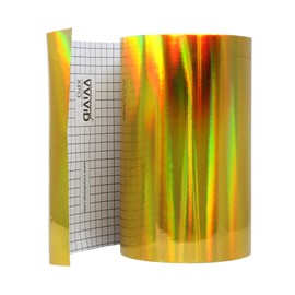 VViViD Golden Holographic Chrome DECO65 Permanent Adhesive Craft Vinyl 15 Feet x 12 Inches Roll