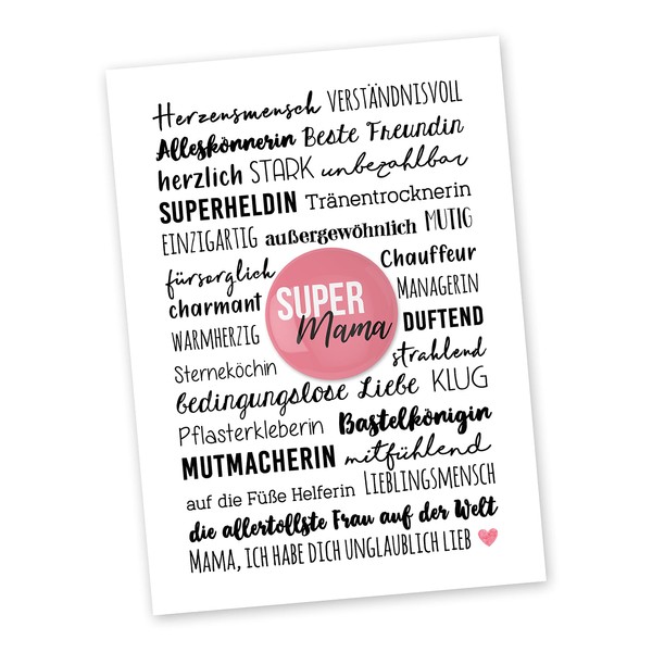 Papierdrachen Postcard with Button | Mum Features for Sending and