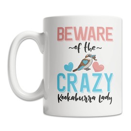 Eternally Gifted Cute Kookaburra Australian Bird Mug - Beware of the Crazy Kookaburra Lady Cup (15oz)