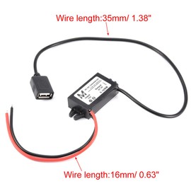 uxcell Power Converter Regulator DC 12V to DC 5V 3A 15W Waterproof Voltage Convert Transformer USB Connector Cable