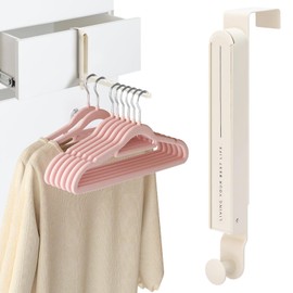 Portable Folding Clothes Drying Rack Over The Door Hooks Hanger Retractable Towel Racks Space Saving Hanging Storage Hanger Laundry Rack for Travel, Behind Back of Door, Bathroom, Coat, Bag