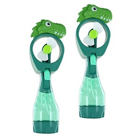 P&F Pack of 2X Dinosaur Water Mist Spray Bottle Fan Portable Handheld Mister - Battery Operated (Green &Green)