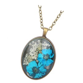 COHEALI 1pc Vintage Dried Flower Necklace for Women Retro Pendant Jewelry Real Preserved Flowers Charming Choker for Girls and Ladies for Any Occasion