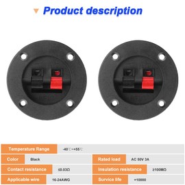 Xiatiaosann Speaker Box Terminal Cup, 2 Position Round Stereo Cup Connector Binding Post Cable Terminal Cup for Home Audio Speaker (4 Pack, 2.95 inch)