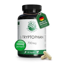 L-Tryptophan | High Dose: 700 mg per Capsule | 180 Capsules | 6 Months Supply | Vegan & No Additives | Green Naturals®