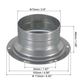 PATIKIL 3" Duct Connector Flange, Metal Straight Pipe Exhaust Inlet Outlet Duct Mounting Plate with Screws for Air Heating Cooling Ventilation HVAC System