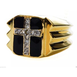 Jgoodin  Cross Ring 11 cz 1.1 Carat 18K Gold Overlay Size 11 T3