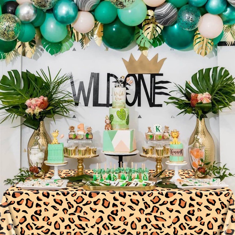 PTECDROTS 4Pcs Leopard Tablecloths, Rectangular Safari Animal Cheetah Print Table