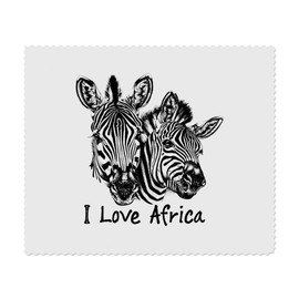 2 x 'I Love Africa with Two Zebras' Microfibre Lens/Glasses Cleaning Cloths (LC00026168)