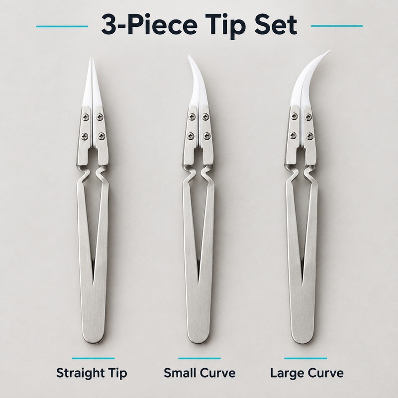 3-Piece Ceramic Tip Precision Soldering Tweezers Set, Anti-Static Straight and