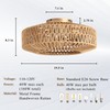 Bewishing 20'' Boho Gold-Colored Rattan Fandelier with Light & Remote