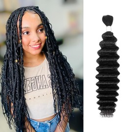 TATAYOOBOBO Human Braiding Hair Deep Wave Bulk Human Hair for Braiding No Weft 1 Bundle 50g 16Inch 10A Brazilian Virgin human hair extensions Curly Bundles Human Hair for Boho Braids