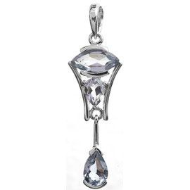 Sterling Pendant with Faceted Gems – Sterling Silver – Color Blue Topaz