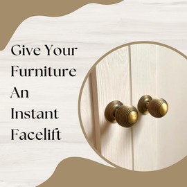 Antique Brass Knobs - Beehive Design - Iron Drawer, Vanity, Wardrobe, Door, Cabinet & Cupboard Knobs, Bronze Knobs for Dressers, Chests, Children’s Bedrooms - Handcrafted