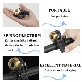 ROCKBROS Bicycle Bell Classic Brass Bicycle Bell Mini Bicycle Bells Road Bike Mountain Bike Bicycle Accessories for 21-23 mm Handlebars 2 Ring Tones