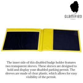 Soft Leather Disabled Badge Holder Wallet Disability Parking Badge Cover Holder by Glamified Disabled Blue Badge Display Holder… (Yellow)