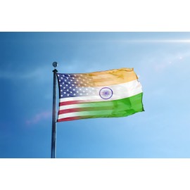 3x5 ft Indian American Hybrid Flag: 100% Polyester Banner, Brass Grommets & Strong Canvas Header, For Use Outdoor or Indoor