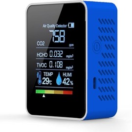 Prefessionall Indoor Air Quality Monitor, 5 in 1 Portable Smartair Quality Tester for CO2 | TVOC | HCHO | Temp | Hum for Home Cars Plants and Pets So On