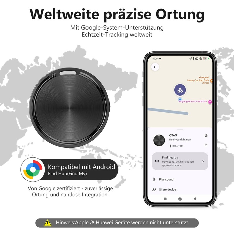 Smart Tracker Tag for Android, Key Finder Compatible with Google