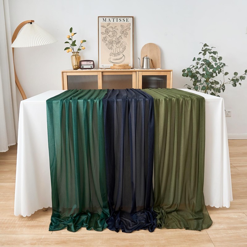 DecorMommt Table Runner Navy Blue Wedding Table Runner Chiffon Decorative