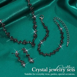 Reaky Bridal Jewelry Set Rhinestone Necklace 4pcs Silver Tone Bridal Necklaces Jewelry Wedding Accessories for Women, /