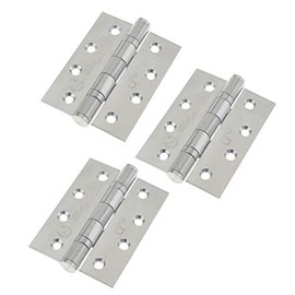 Stainless Door Hinges 4" - 102x76x3mm with Square Corners 1.5 Pair Pack [3 Hinges] Including Screws Satin