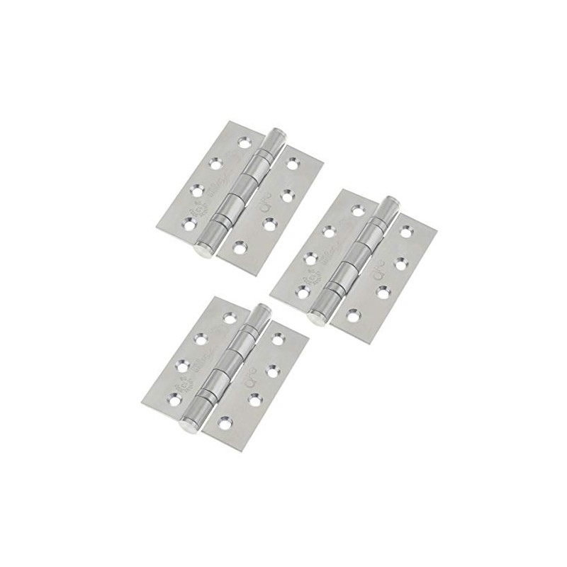 Stainless Door Hinges 4" - 102x76x3mm with Square Corners 1.5