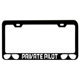 Custom Brother - Private Pilot Aviation Black Steel Metal License Plate Frame Auto Car SUV Tag Holder, G63