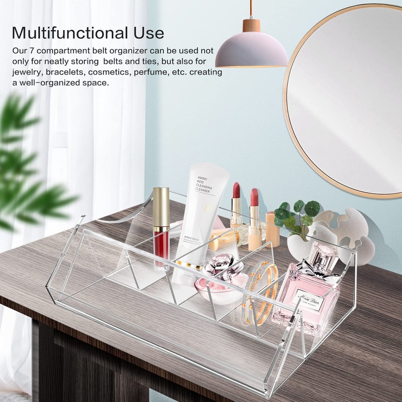 Acrylic Belt Organizer, ToyaJeco 5 Compartments Belt Storage Holder for