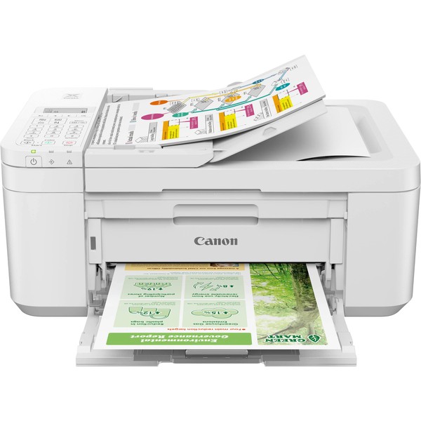 Canon PIXMA TR4723 Wireless Color All-in-One Inkjet Printer, White - Print Copy Scan Fax - 4800 x 1200 dpi, Auto 2-Side Printing, 20-Sheet ADF, 2-Line LCD Display, Tillsiy