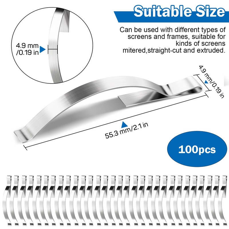 100 Pcs Corner Mount Flat Window Spring Stainless Steel Window