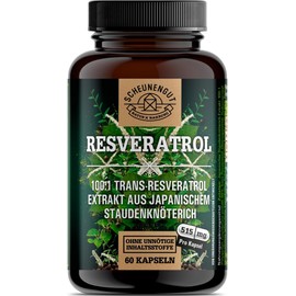 Resveratrol 1000 mg Important: 100:1 Extract (= 100,000 mg Japanese Knotweed Root per Daily Dose) + Piperine 98% Trans-Resveratrol High Dose Laboratory Tested + Vegan DE SCHEUNENGUT®