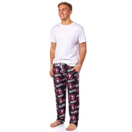Men's Yu-Gi-Oh Pajama Pants Trading Card Game Yugi Mutou Character Adult Sleep Pants (Small) Black, Black, Small