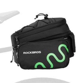 ROCKBROS Pannier Rack Bag for Bicycle 6-8L Bicycle Bag with Holder Rain Cover Reflective Quick Removable Black