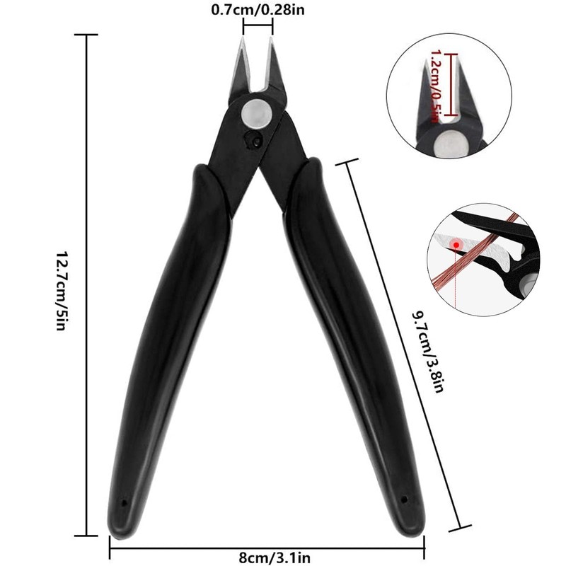 Side Cutters, Small, Wire Cutter, Black, Mini Pliers Jewellery Making,