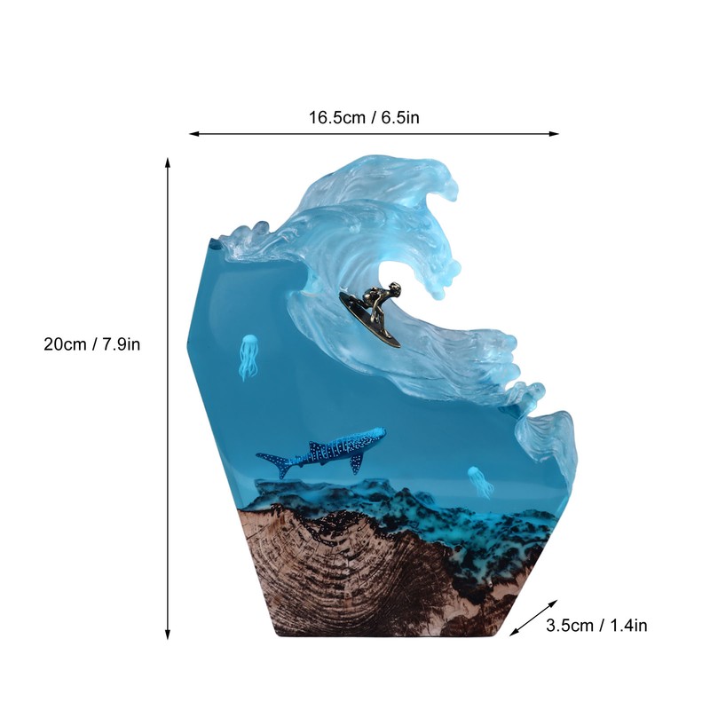Desktop Sea Wave Decoration Delicate Resin Lamp Night Light for