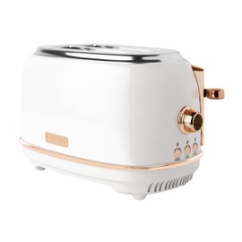 Haden Heritage 2 Slice Wide Slot Stainless Steel Toaster with Adjustable Browning Control & Non-Slip Feet, Ivory & Copper