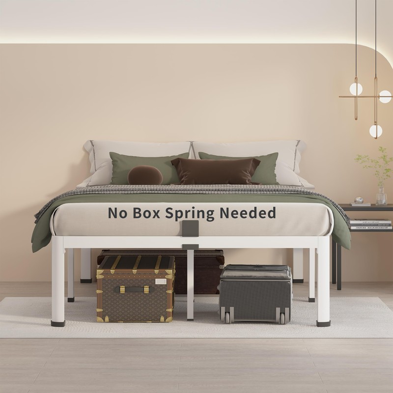 MAF 18 Inch Full Size Bed Frame White with Round