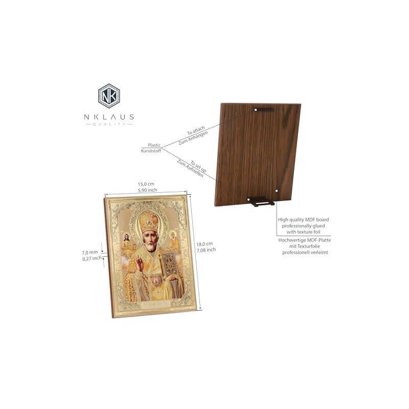 NKlaus 39113 Icon Saint Nicholas Wooden Picture 15 x 18