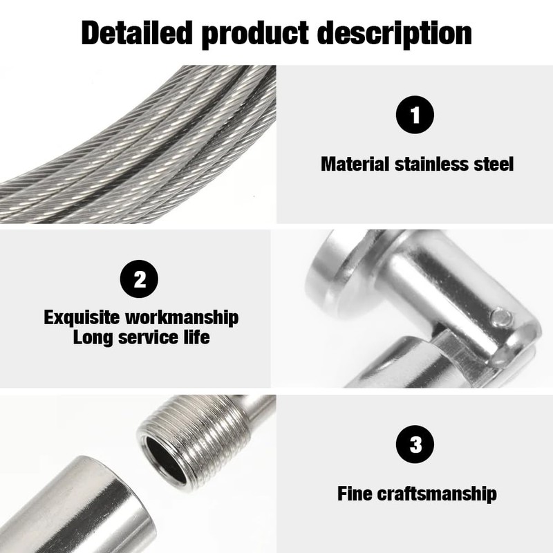 mizikuu 5 m Stainless Steel Curtain Rope, Wall Mount Set,