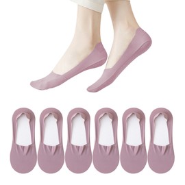 Fixseed Women's 6 Pairs Light Purple No Show Invisible Low Cut Non Slip Breathable Cool Thin Socks (5-8)