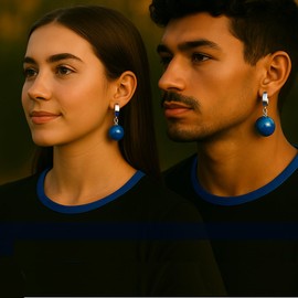 Clip On Earrings Men - Anime Earrings for Men - Japanese Potara Jewelry (Ocean)