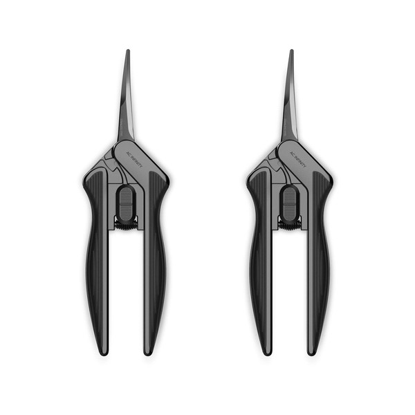 AC Infinity 6.6” Stainless Steel Curved Pruning Shear 2-Pack, Lightweight