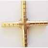 2 PC – 1/4 HOSE BARB 4 WAY Cross Brass