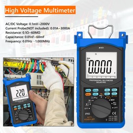 Digital Multimeter, WapoRich 6000 Count Peak Voltage Tester Measure 2000V AC/DC Voltage, 3000A Current, Ohm Frequency Capacitance Continuity, with Peak Min/Max, Low Pass Filter, LOZ, Auto Range