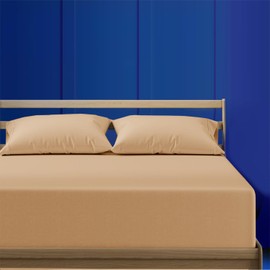 AL NOOR HOME Premium Beige Fitted Sheet - 100% Pure Egyptian Cotton with 300 TC - Hotel Quality 30cm Deep King Fitted Bed Sheet