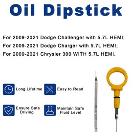Oil Dipstick for Dodge Challenger, for Dodge Charger for Chrysler 300 5.7L HEMI 2009-2021, Engine Oil Dipstick Fluid Indicator Transmission Dipstick Replaces ‎04792872AE, 04792872AF