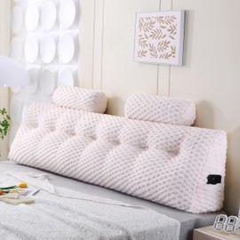 Ziihome Wedge Headboard Pillow + 2 Head Roll Pillows Bed Wedge Pillow Lap Top Pillow Gaming Pillow Reading Pillow for Headboard Large Bolster for Sitting in Bed Backrest Positioning Support